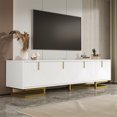 thumbnail image 2 of Homy Casa TV Stand with Textured Doors, Gold Handles & Legs, 2 of 12