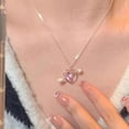 thumbnail image 1 of New  Niche Necklace Creative Personalized Light Luxury Advanced Split Love Micro Zircon Sweet  Necklace, 1 of 7