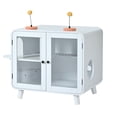 thumbnail image 6 of WRXELAN cat hidden litter box cabinet - RGB color light retro TV cabinet shaped cat house, with stairs, plush toys, leak proof sand walkway and glass door, enclosed cat house, white, 6 of 12