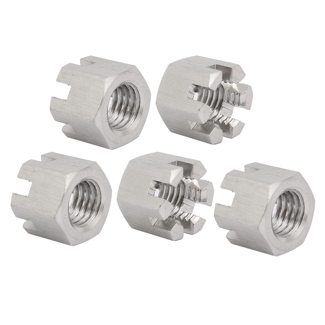 5pcs M12x1.75mm 304 Stainless Steel Hex Hexagon Slotted Castle Nut