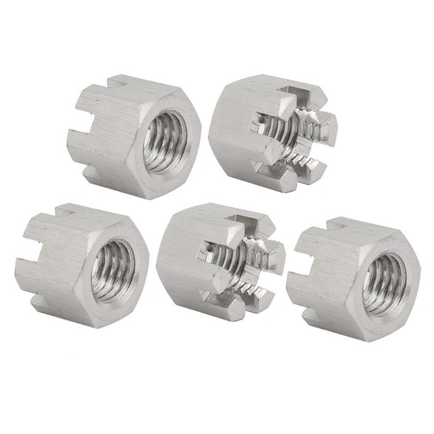 5pcs M12x1.75mm 304 Stainless Steel Hex Hexagon Slotted Castle Nut