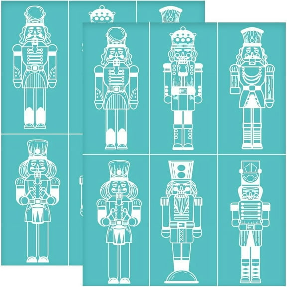2Pcs 8.6x11 Inch Nutcracker Theme Self-Adhesive Silk Screen Printing Stencil Christmas Nutcracker Silk Screen Stencil Reusable Mesh Stencils Transfer for DIY T-Shirt Fabric Painting