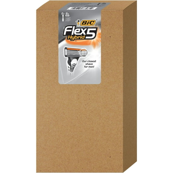 BIC Flex 5 Hybrid Disposable Razor, Black, 8 Pack