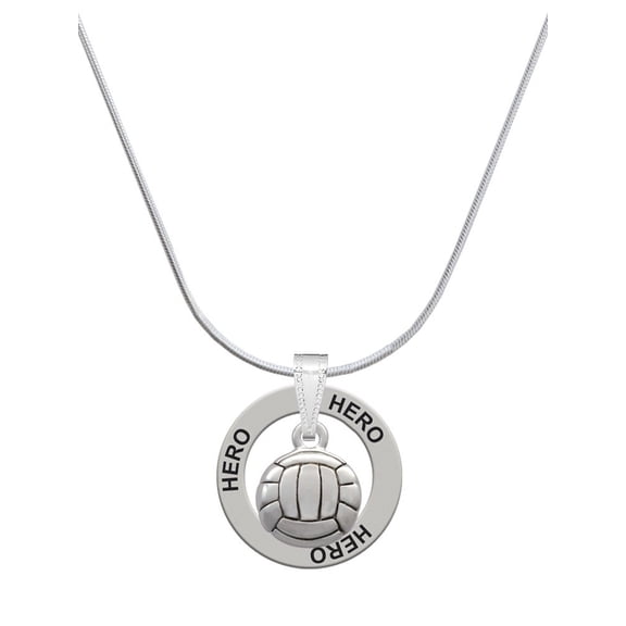 Delight Jewelry Silvertone Volleyball or Water Polo Ball Hero Ring Charm Necklace, 18"