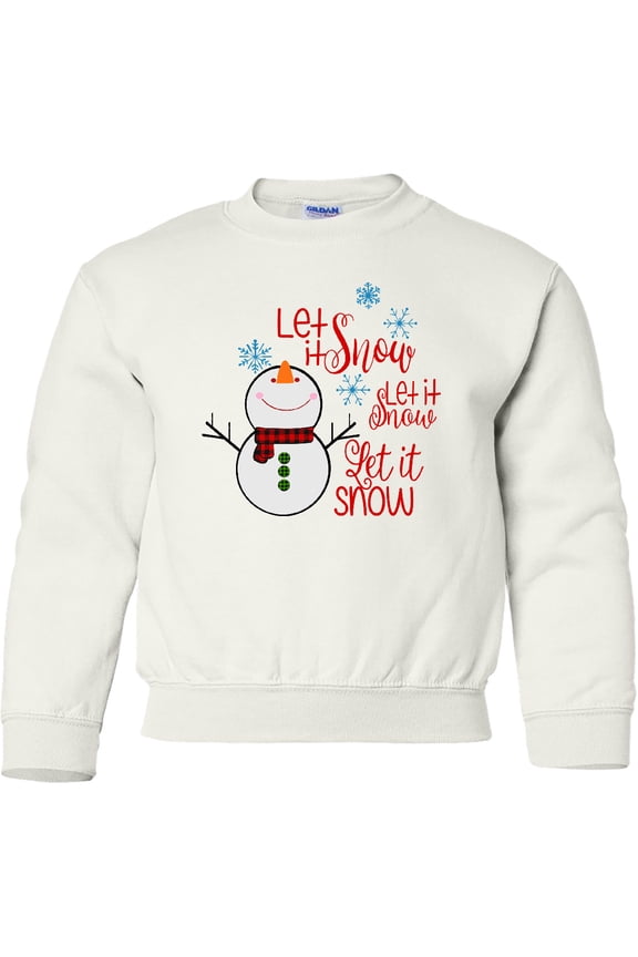 Christmas Let It Snow Cute Snow Man with Snowflakes Youth Sweatshirt