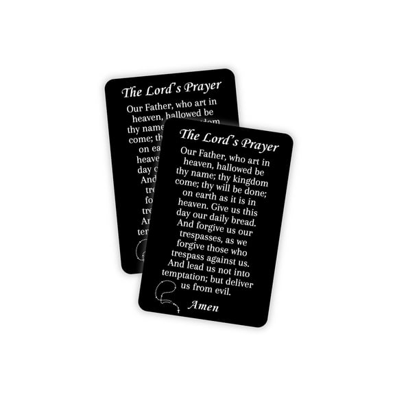Lashicorn The Lords Prayer Catholic Black Engraved Wallet Cards 1pk 2x3.5 Stainless Steel 0.5mm Catechism Gift Deacon Elders Confirmation