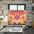 thumbnail image 4 of Yayeee Kitchen Curtains Tier Pair Light Filtering 27"x36" Rod Pocket Short Cafe Window Panel, Orange Hand Drawn Floral, 4 of 7
