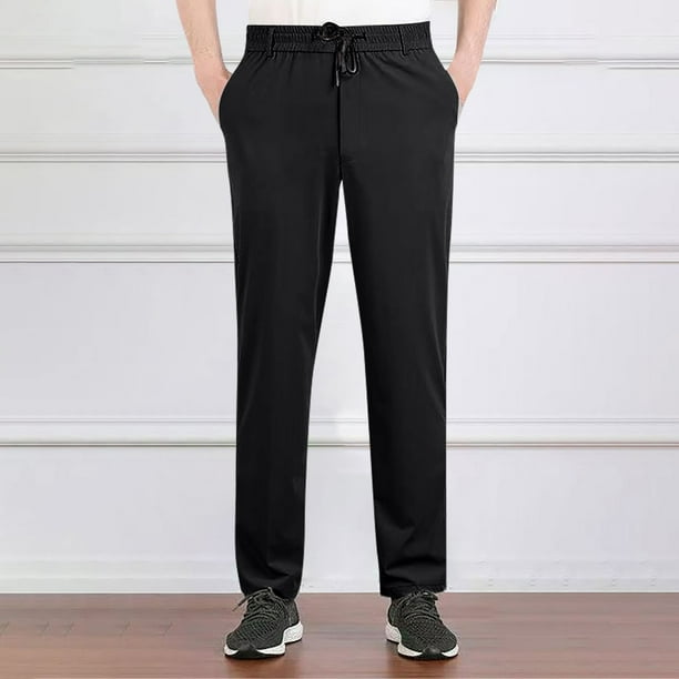 Pantalones largos de verano para hombre, de pierna recta, para uso diario, finos, informales, de negocios, de poliéster.