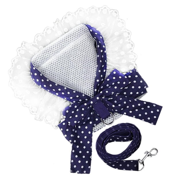 Greeniant Arnés para mascotas Bowknot Encaje Impresión Collar Caminar Moda Dulce Correa para el pecho Correa Mascotas Suministros decorativos Suministros para perros Azul M