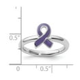 thumbnail image 2 of 925 Sterling Silver Polished Stackable Purple Enameled Awareness Ribbon Ring Size 7 Stackable Ring for Women, 2 of 2