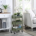 thumbnail image 3 of SunnyPoint 3-Tier Compact Rolling Metal Utility Cart with Caster Wheels, TURQ, 3 of 7