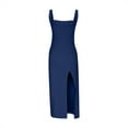 thumbnail image 4 of Sakmal Long Womens Dresses Blue Graduation Cocktail Split Dress Square Neckline Sleeveless Dresses, 4 of 8