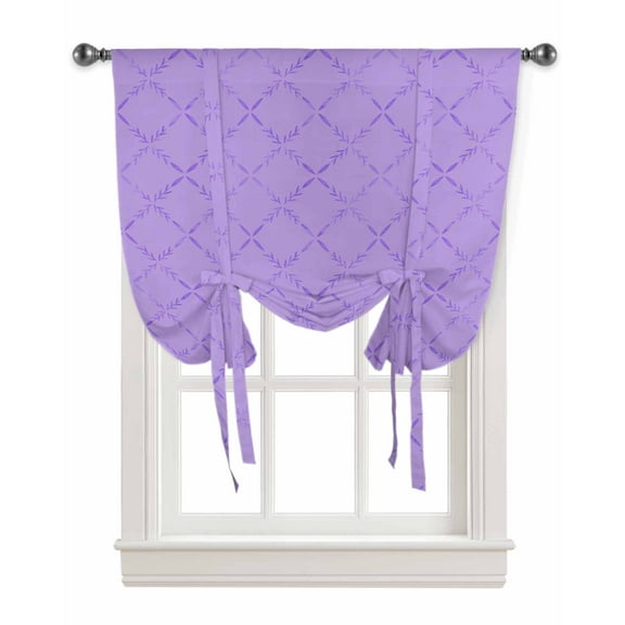 Lavender Purple Rhombus Plaid Tie Up Curtains for Kitchen Bathroom Bedroom Windows 63 Inch Length, Classic Modern Geometric Abstract Art Balloon Drape Curtains Shade Rod Pocket Curtain Panel, 46"x63"