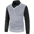 thumbnail image 2 of Men's V Neck Knit Sweater Vest Long Sleeve Layered Look Casual Office Pullover, 2 of 9