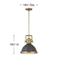 thumbnail image 3 of 1 Light Small Pendant-Heritage Brass/Aged Zinc Finish Hinkley Lighting 4697Hb-Dz, 3 of 6