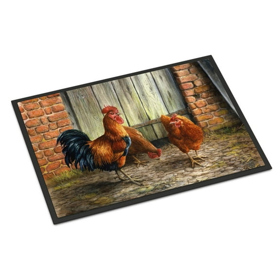 Rooster and Chickens by Daphne Baxter Doormat 18x27