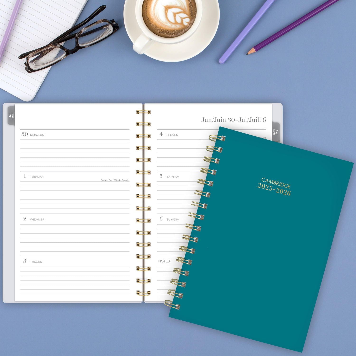 2025-2026 Cambridge® ColourBar Teal Small Weekly Academic Year Planner