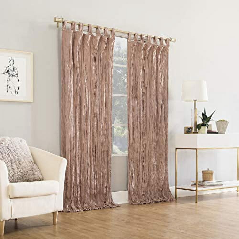 No. 918 Odelia Distressed Velvet Tab Top Curtain Panel, 50" x 84" in Blush