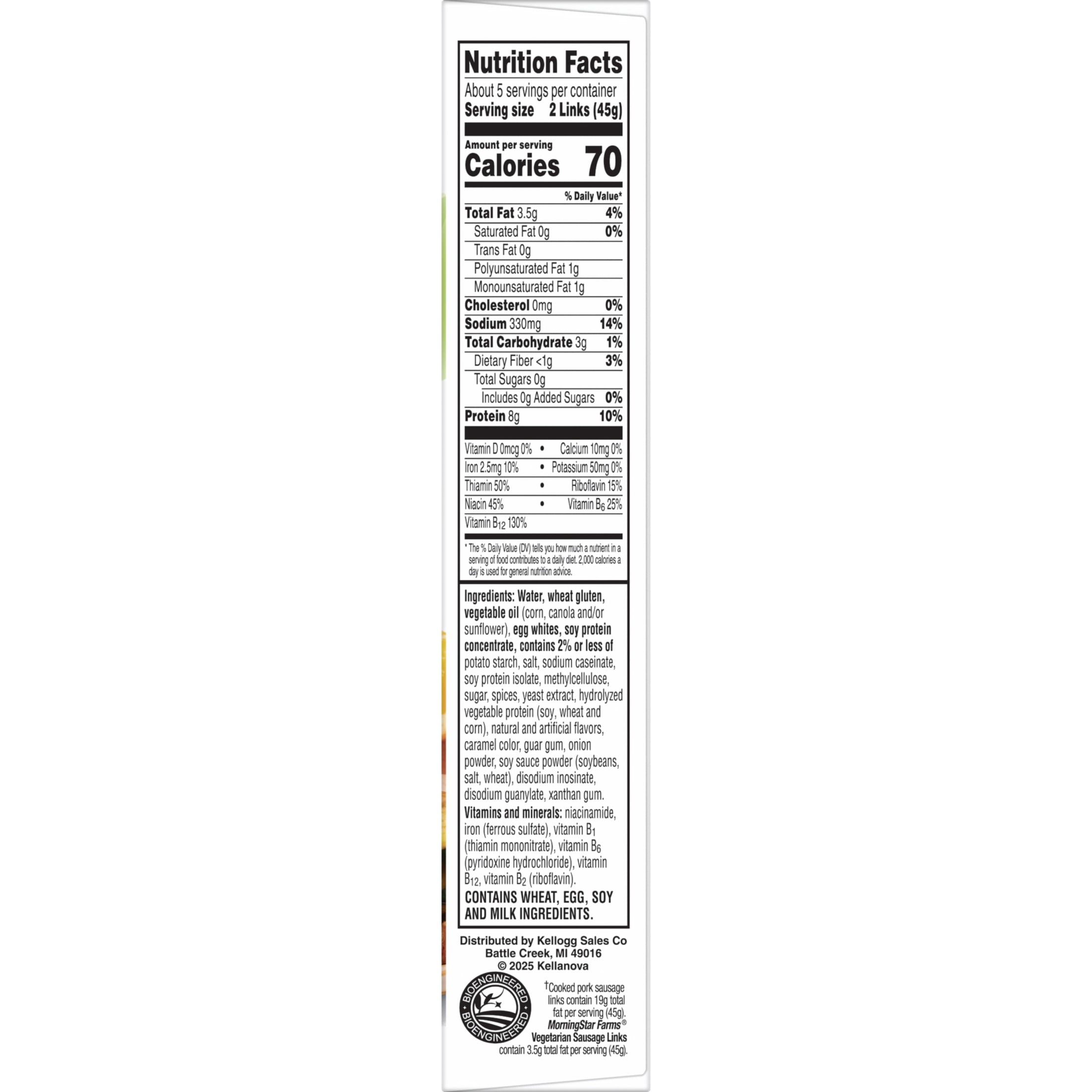MorningStar Farms Veggie Breakfast Original Plant Based Sausage Links, Vegetarian Meat, 8 oz Box