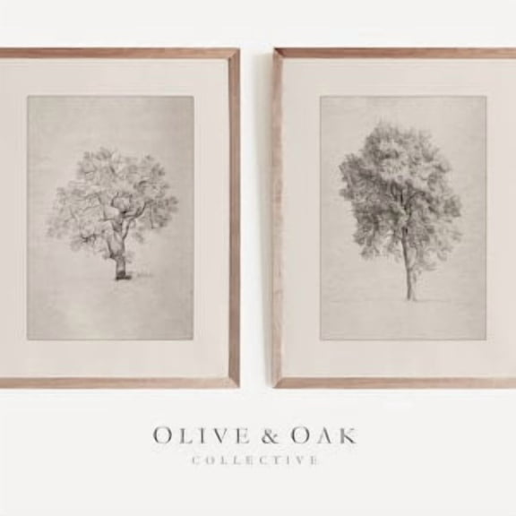 Vintage Tree Sketch Set of 2 / Set of Two Tree Drawings / Wall Art Set / Neutral Wall Art / Neutral Home Decor / G84, Poster Only