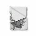 thumbnail image 2 of Anchor Soft Flannel Fleece Throw Blanket, Skull with Anchor and Eagle Wings Freedom Devil Sea Hunter Skeleton Myth Graphic, Cozy Plush for Indoor and Outdoor Use, 60" x 80", Grey White, by Ambesonne, 2 of 6