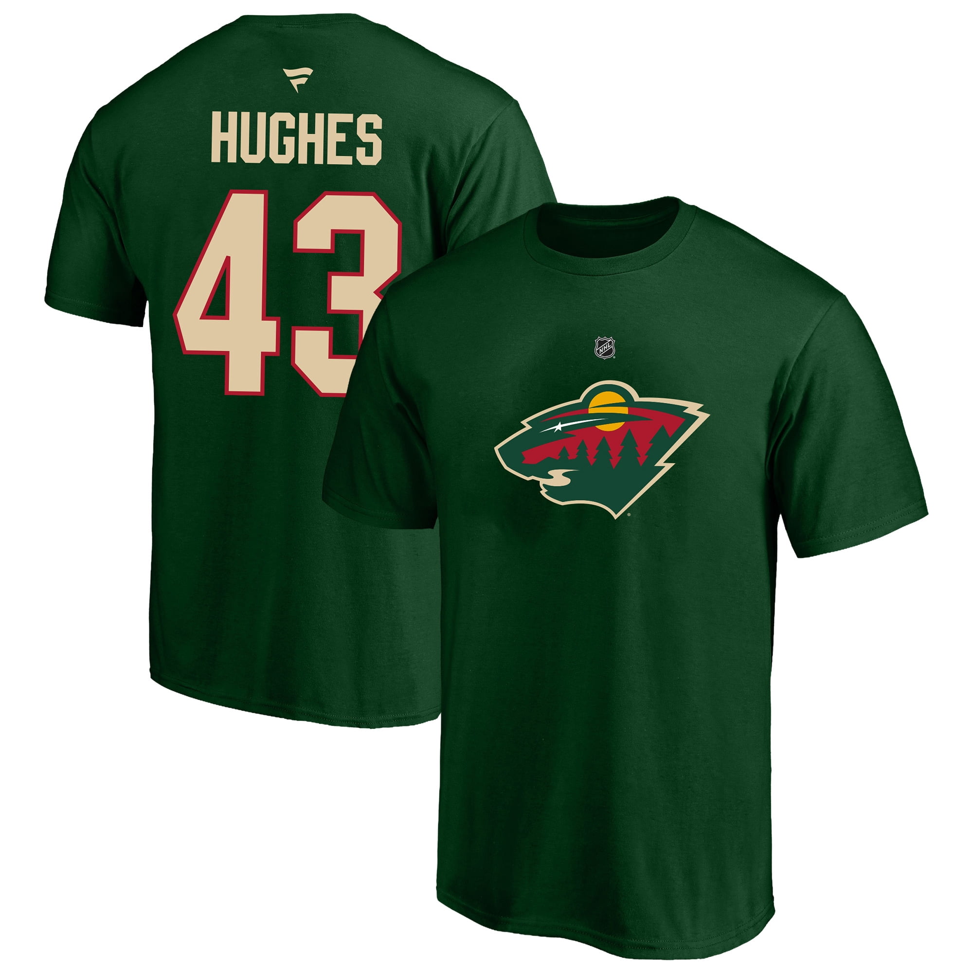 Men's Fanatics Quinn Hughes Green Minnesota Wild Big & Tall Heat Check Name & Number T-Shirt