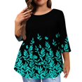 thumbnail image 2 of Dwralegc Plus Size Women's Tunic 3/4 Sleeve Clothes Tunic Crewneck Dressy Blouses with Asymmetrical Hem 3/4 Sleeve Fall 2026 Tops Plus Size Loose Fit Flowy Clothes Black L, 2 of 5