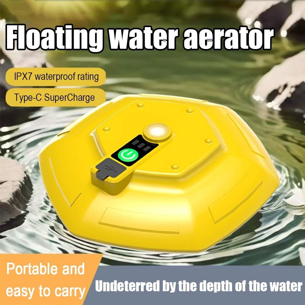 Floating Live Bait Aerator for Bait Bucket,IPX7 Waterproof Ultra-Quiet Floating Bubbler,3000MAH Rechargeable Charging Portable Oxygen Pump,for Kayak,Shore and Boat Fishing,Fish Tank,Pond and Aquarium