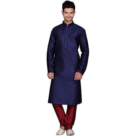 Royal Men's Kurta Silk Kurta Churidaar (MA-2 navy_40)