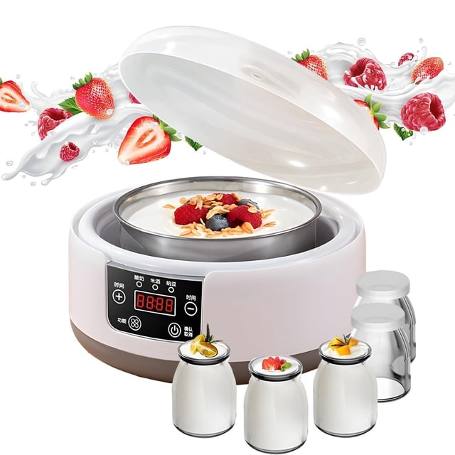 1.2L Yogurt Maker with Temperature Control, 36 Hour Timer, LCD Display and 5 Cups