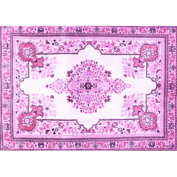 Ahgly Company Indoor Rectangle Medallion Purple Traditional Area Rugs, 7' x 9'