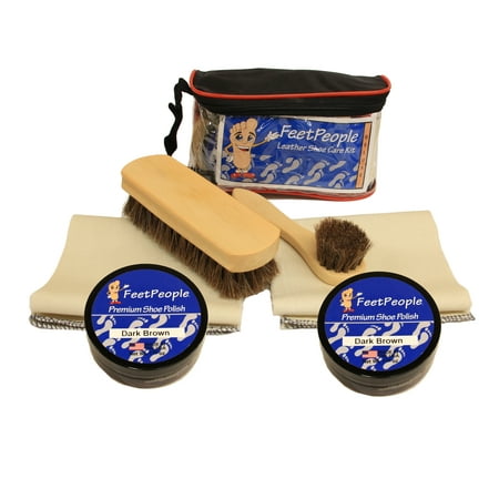Brown Deluxe Board - FeetPeople Deluxe Leather Care Kit with Travel Bag, Dark Brown