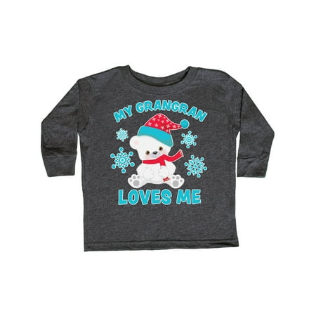 

Inktastic Polar Bear My Grangran Loves Me in Santa Hat with Snowflakes Gift Toddler Boy or Toddler Girl Long Sleeve T-Shirt