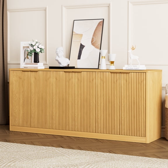 UZUGUL Farmhouse Sideboard Cabinet with 6 Doors, Adjustable Shelves, Wood, 67 Inch