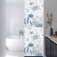 thumbnail image 3 of Blue Coastal Window Privacy Film, Summer Beach Turtle Coral Starfish Jellyfish Static Cling UV Sun Blocking Heat Control Window Tint, Non-Adhesive One Way Windows Privacy Cover 17.7''x78.7'', 3 of 7