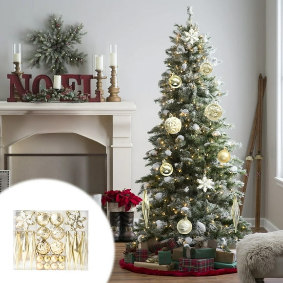 Dvkptbk Christmas Tree Decorations Set, 40Pcs Gold Shatterproof Christmas Balls Ornaments, Christmas Hanging Ornament for Xmas Trees Holiday Party Decor