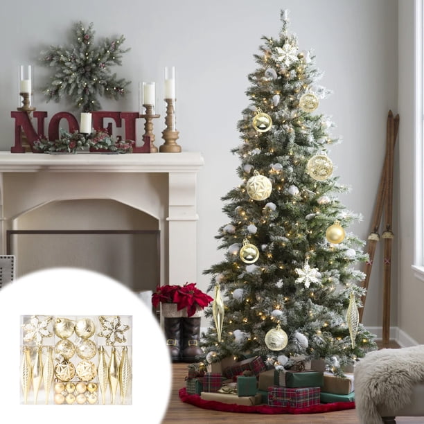 Bolas de Navidad 40 piezas, esferas de metal de acero, decoraciones para árbol de Navidad, adornos de Navidad para colgar, para hogar, bolas de Navidad de metal de acero, bolas de Navidad de