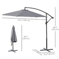 thumbnail image 4 of Outsunny Φ10' Deluxe Patio Umbrella Outdoor Market Parasol Grey, 4 of 9