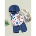 thumbnail image 3 of Bagilaanoe Baby Boy 4th of July Outfits 0-3T Infant Independence Day Clothes 2PCS Toddler Summer Sleeveless Print Hoodie Vest Tops Shorts Set, 3 of 8