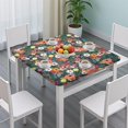 thumbnail image 3 of Pioneer Flower Floral Print Pattern Square Fitted Tablecloth with Elastic Edge,Square Table Cover,Washable Elastic Table Cover for Home Kitchen Party Decor 34"x34", 3 of 6