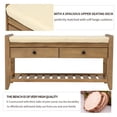 thumbnail image 5 of Shoe Rack with Cushioned Seat & Drawers, Multipurpose Entryway Storage Bench with Soft Beige Cushion, Wooden Storage Bench with Tapered Legs & Shoe Rack, Old Pine, 5 of 6