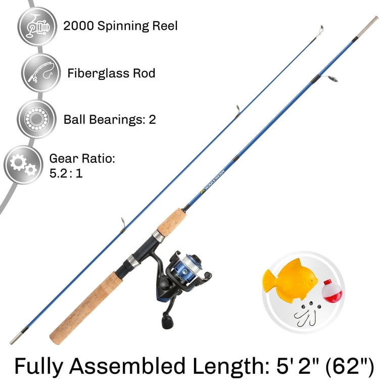 Rad Youth Fishing Rod & Reel Combo-52 Fiberglass Pole, Spinning Reel, Cork