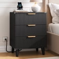 thumbnail image 4 of Aufeile Nightstand&nbsp;with Charging Station, 3 Drawer&nbsp;Nightstand for Bedroom, Fluted&nbsp;Bedside Table&nbsp;with USB Ports, Modern Wood&nbsp;Bedroom Side Table&nbsp;with Drawers, Black, 4 of 7