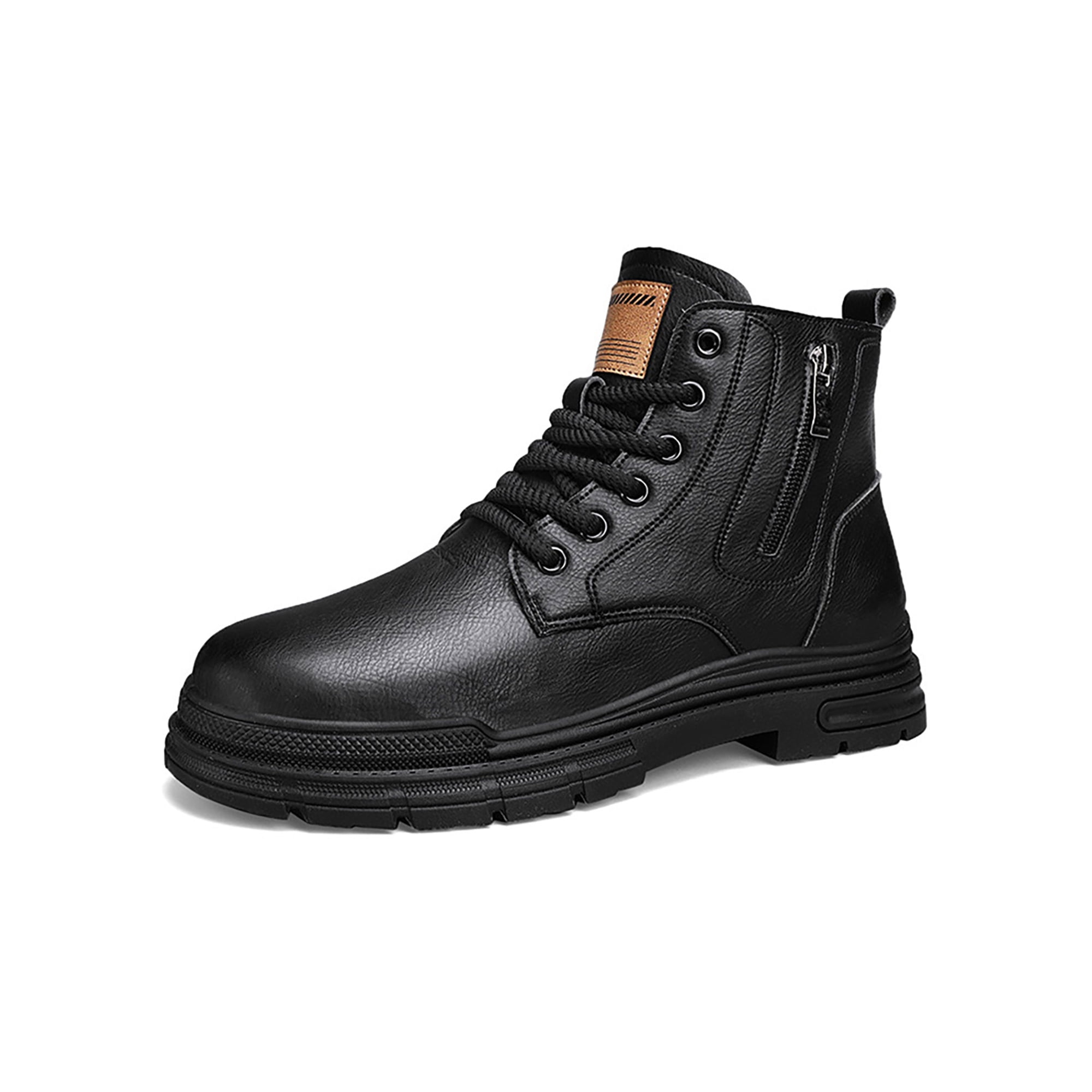 Daeful Men Dress Boot Zipper Booties Party Lace Up Slip Resistant Ankle Boots Black 8 Black 8