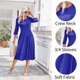 thumbnail image 4 of Weardear 3/4 Sleeve Dress for Women Midi T Shirt Dresses Casual Crew Neck Loose Fit Dress, 4 of 5