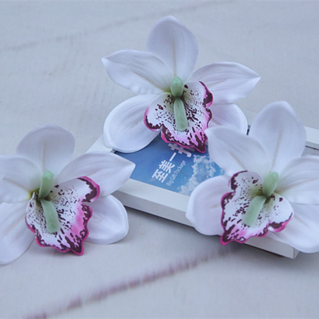 homeholiday 10pcs Artificial Orchids Flower Silk Real Touch Cymbidium