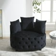 thumbnail image 4 of Accent Barrel Chair with Back and Thick Cushion, Velvet Upholstered Button Tufted Sofa Chair for Living Room Bedroom, Black, 4 of 8
