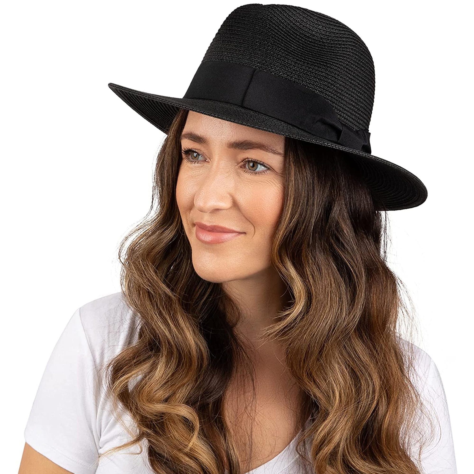 Debra Weitzner Foldable Roll Up Floppy Straw Sun Hats For Women, Medium