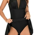 thumbnail image 5 of AURORA TRADE O-Neck Sleeveless Flowy Hem Dress Style Sexy Monokini Deep V-neck Lace One-Piece Bikini Bathing Suit for Swimming Pool, 5 of 7