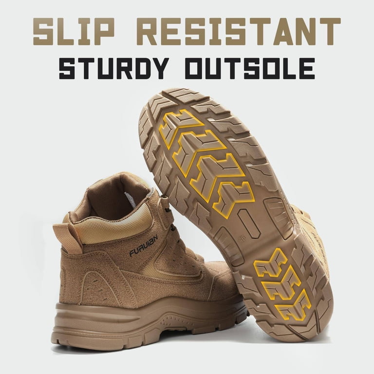 Furuian Steel Toe Boots for Men Women Slip Resistant High 